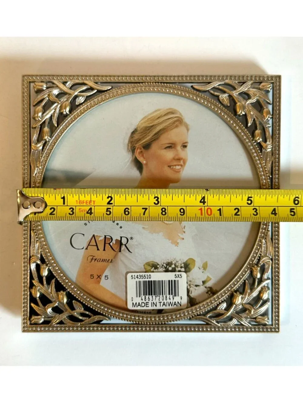 VTG 1998 Carr Romantic Occasions Bouquet Picture Frame Round 5x5 Pewter Gold NIB